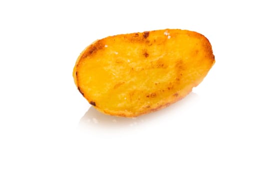 Roast potatoe with salt white isolated