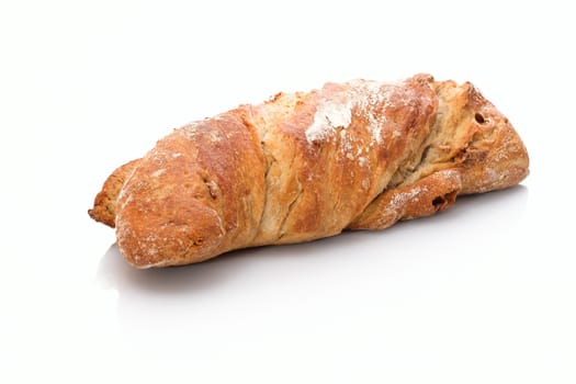 Bread with walnuts white isolated
