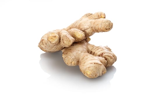 Tasty ginger root vegetable white isolated