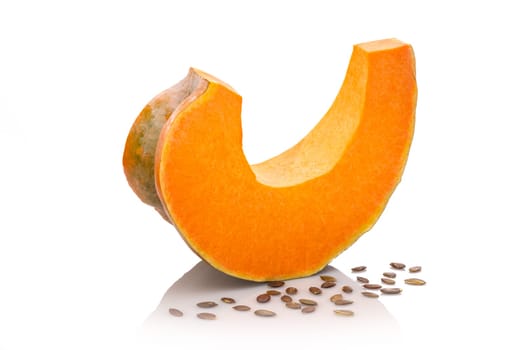 Musque de provence pumpkin slice with seed white isolated