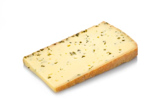 Mountain cheese with herbs white isolated
