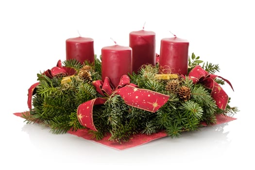 Advent wreath with four candles and fir branches