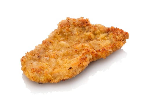 Veal cutlets Wiener Schnitzel with panade white isolated