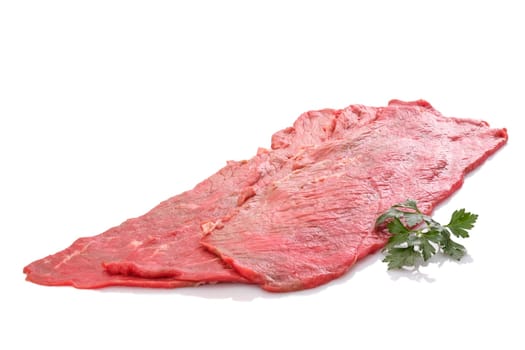 Beef topside raw for roll with green parsley