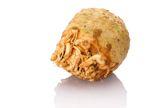 Celery tuber focus stacking white isolated