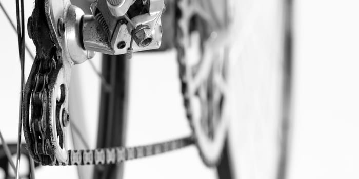 Shifting system with biycicle chain close-up