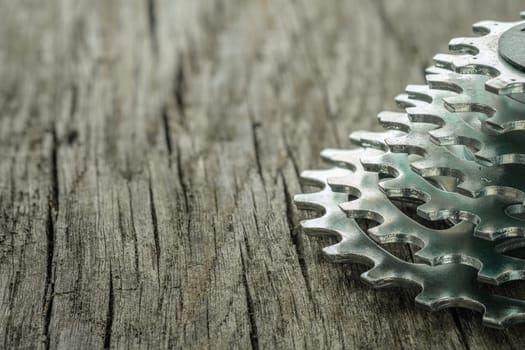 Sprocket cassette for bycicle on wooden board