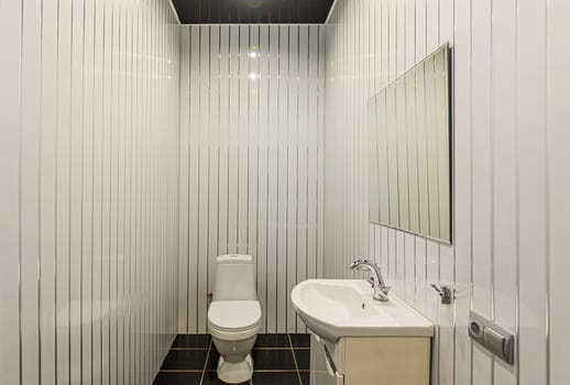 Russia, Moscow- December 05, 2019: interior room apartment modern bright cozy atmosphere. general cleaning, home decoration, bathroom, sink, decoration elements, toilet