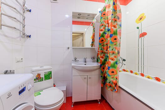Russia, Moscow- December 05, 2019: interior room apartment modern bright cozy atmosphere. general cleaning, home decoration, preparation of house for sale. bathroom and toilet