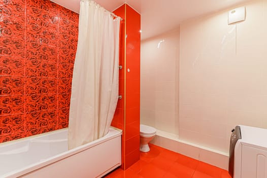 Russia, Moscow- December 05, 2019: interior room apartment modern bright cozy atmosphere. general cleaning, home decoration, preparation of house for sale. bathroom and toilet