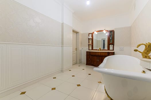 Russia, Moscow- December 05, 2019: interior room apartment modern bright cozy atmosphere. general cleaning, home decoration, preparation of house for sale. bathroom and toilet