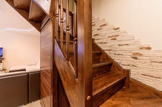 Russia, Moscow- December 05, 2019: interior room apartment modern bright cozy atmosphere. general cleaning, home decoration, preparation of house for sale. stairs, steps
