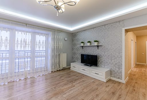 Russia, Moscow- December 05, 2019: interior room apartment modern bright cozy atmosphere. general cleaning, home decoration, preparation of house for sale