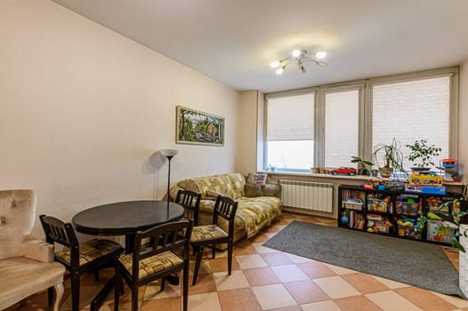 Russia, Moscow- December 05, 2019: interior room apartment modern bright cozy atmosphere. general cleaning, home decoration, preparation of house for sale