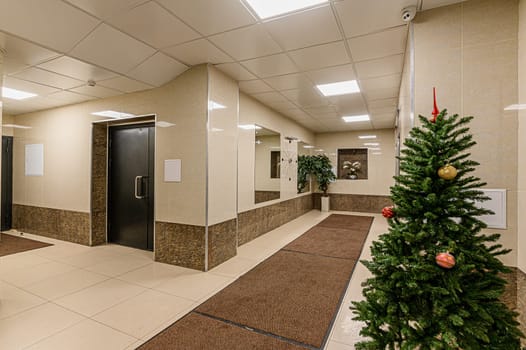 Russia, Moscow- December 05, 2019: interior room apartment public place, house entrance. doors, walls, corridors staircase