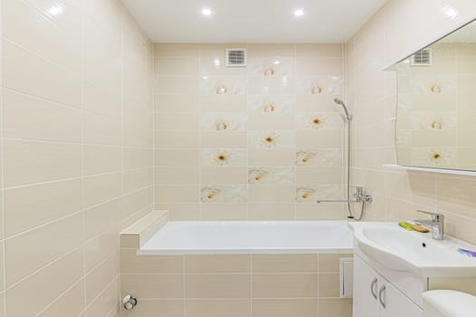 Russia, Moscow- December 05, 2019: interior room apartment modern bright cozy atmosphere. general cleaning, home decoration, preparation of house for sale. bathroom and toilet
