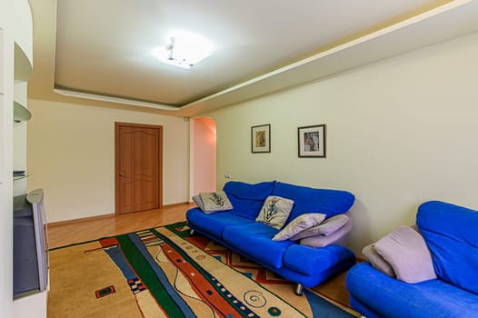 Russia, Moscow- December 05, 2019: interior room apartment modern bright cozy atmosphere. general cleaning, home decoration, preparation of house for sale