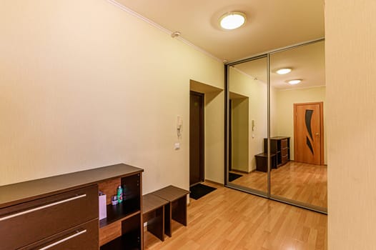 Russia, Moscow- December 05, 2019: interior room apartment modern bright cozy atmosphere. general cleaning, home decoration, preparation of house for sale