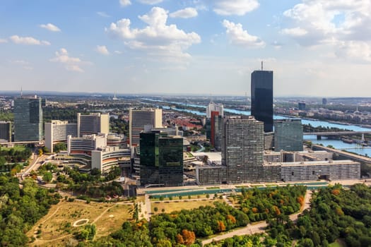 Donau city of Vienna, business distrcit view, Austria.