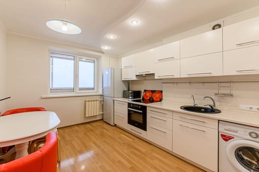 Russia, Moscow- December 05, 2019: interior room apartment modern bright cozy atmosphere. general cleaning, home decoration, preparation of house for sale