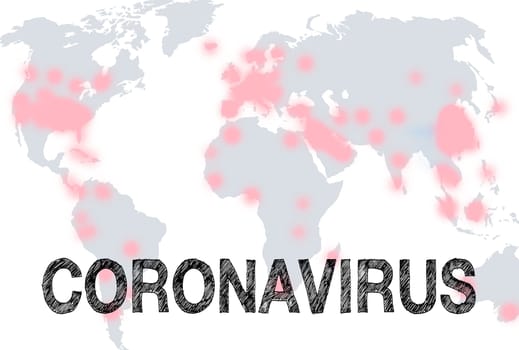 Coronavirus global virus pandemic disease, earth with hot spots