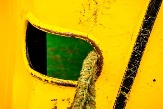 bulwark with mooring lines of a trawler