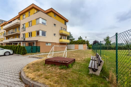 Exterior photo shoot in a modern apartment. High quality photo