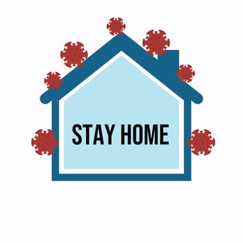 coronavirus stay home  virus lockdown  red illustration