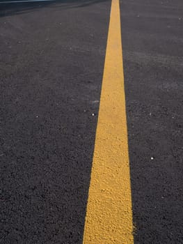 The Yellow line is going across the picture. The substrate is dark asphalt. Part of a training ground for drivers.