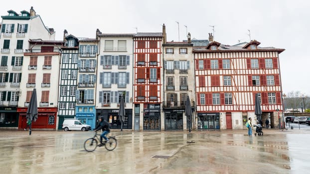 BAYONNE, FRANCE - MARCH 16, 2019: Cafes and shops are all closed in Carreau des Halles Square because of the outbreak of Coronavirus and the subsequent lockdown.