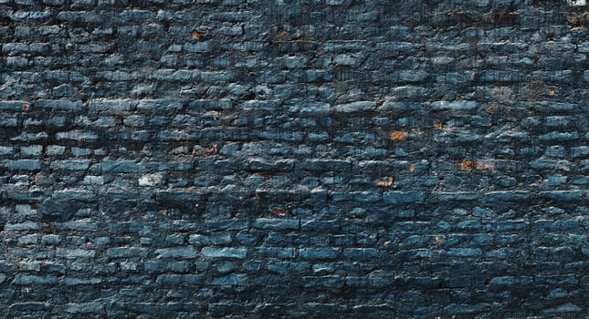 Dark blue brick wall texture, grungy background