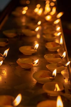 Diwali oil lamp in indian temple