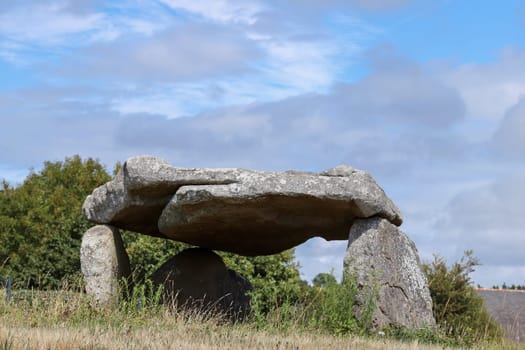 Dolmen of Botlann - megalithic monument in Erdeven village, Brittany, France