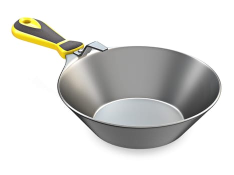 Masonry tool metal plaster pan 3D render illustration isolated on white background