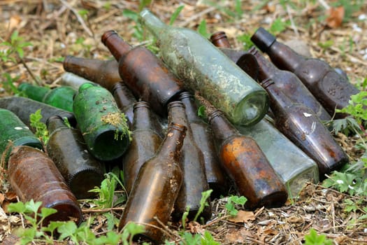 Used glass - Ancient beverage bottles as lost property