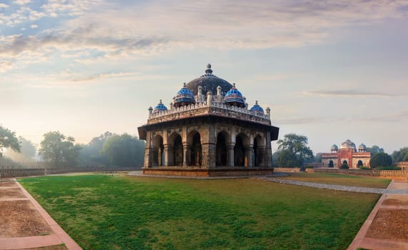 Isa Khan's Tomb in the morning light of Delhi, India.