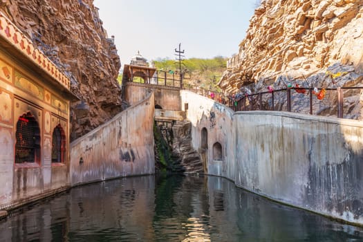 Holy kund in Monkey Temple or Galta Ji complex, India, Jaipur.