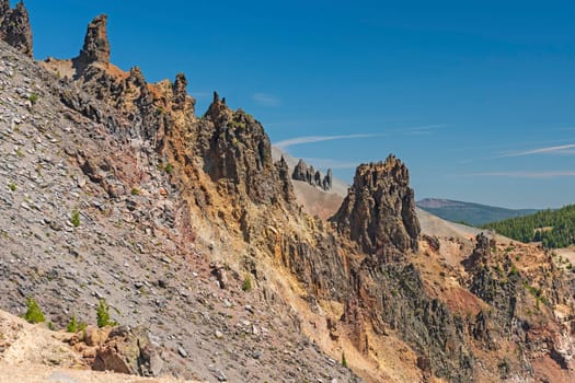 Volcanic Remnants on the Side of a Volcanic Crater on Mount Mazama in Crater Lake National Park in Oregon