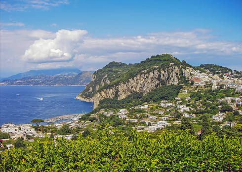 View of harbor on Capri, Italy