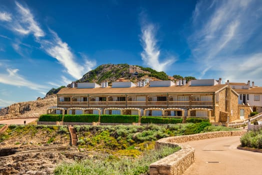 Holiday apartments on the coast of the Spanish Balearic island Mallorca near cala ratjada with view to the Mediterranean Sea