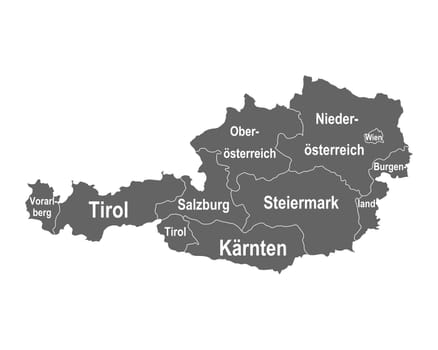 Landkarte von Österreich mit Bundesländern