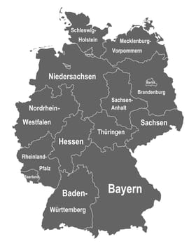 Landkarte von Deutschland mit allen Bundesländern