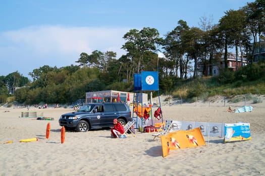 Lifeguard at the beach of the Polish Baltic Sea coast near Rewal