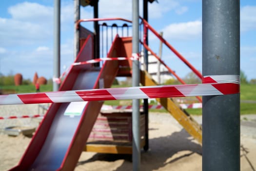 Due to danger of infection closed playground in Magdeburg in Germany
