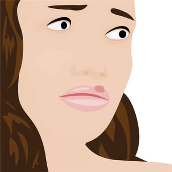 A young woman having cold sores herpes viral infection vector illustration