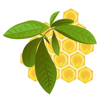 A Brunch of tea and a honeycomb vector illustration on a white background isolated