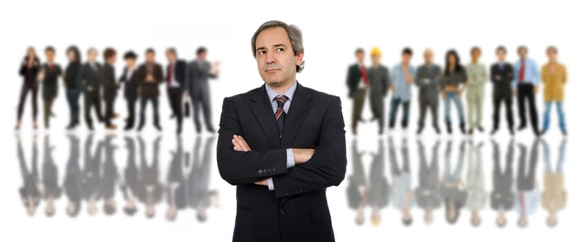 mature business man with some people in the back