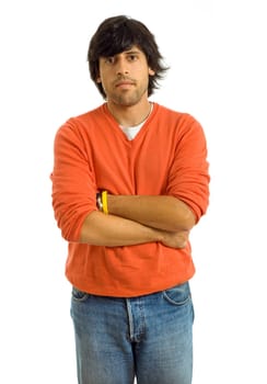 studio picture of a pensive young man, isolated on white