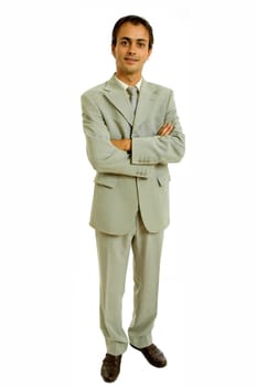 young business man full body isolated on white background