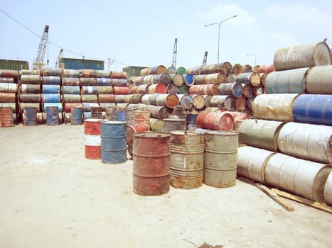 several barrels of toxic waste at the dump